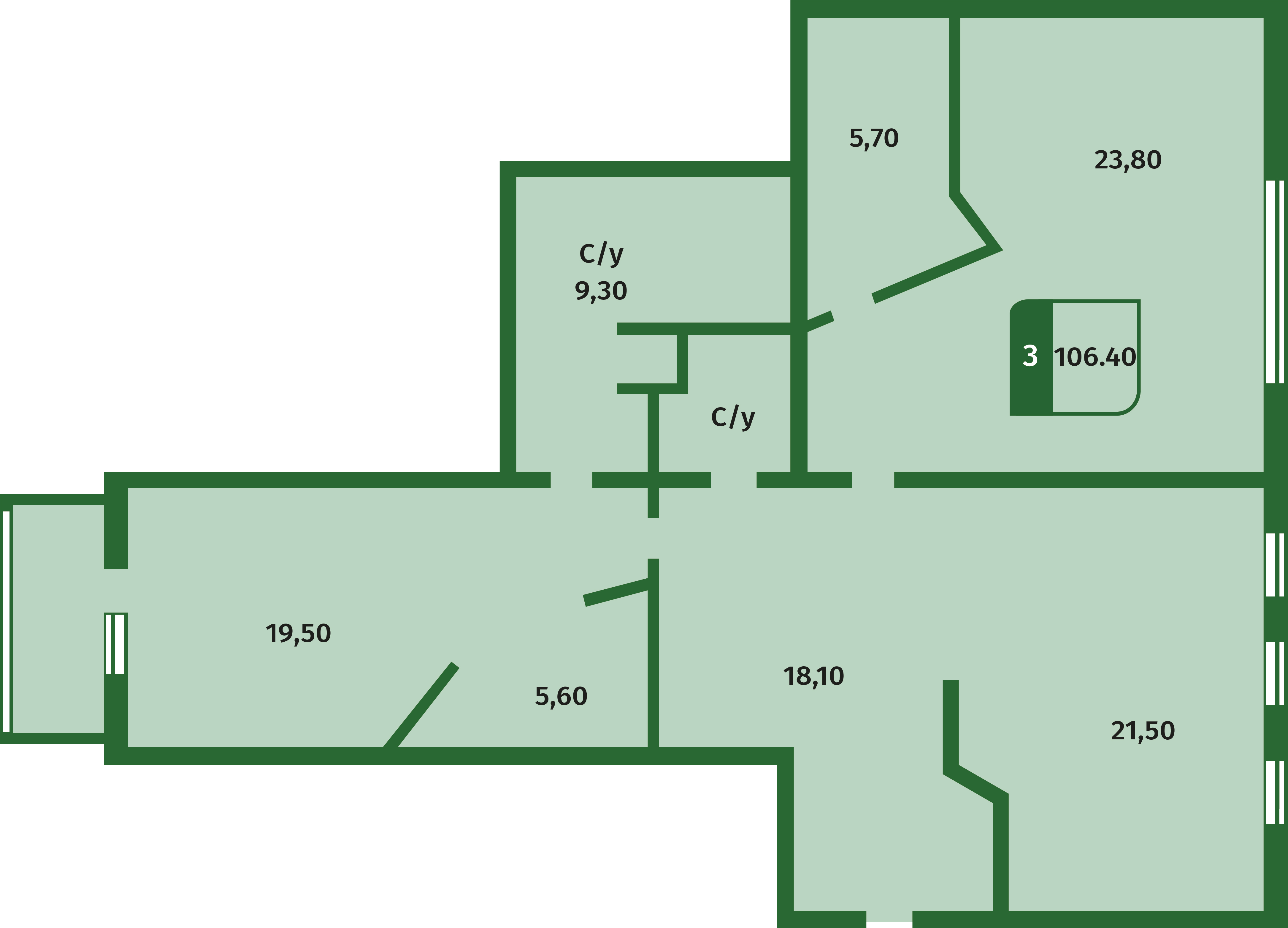 Кв 106. Планировка квартир Тюмени Челюскинцев 57.